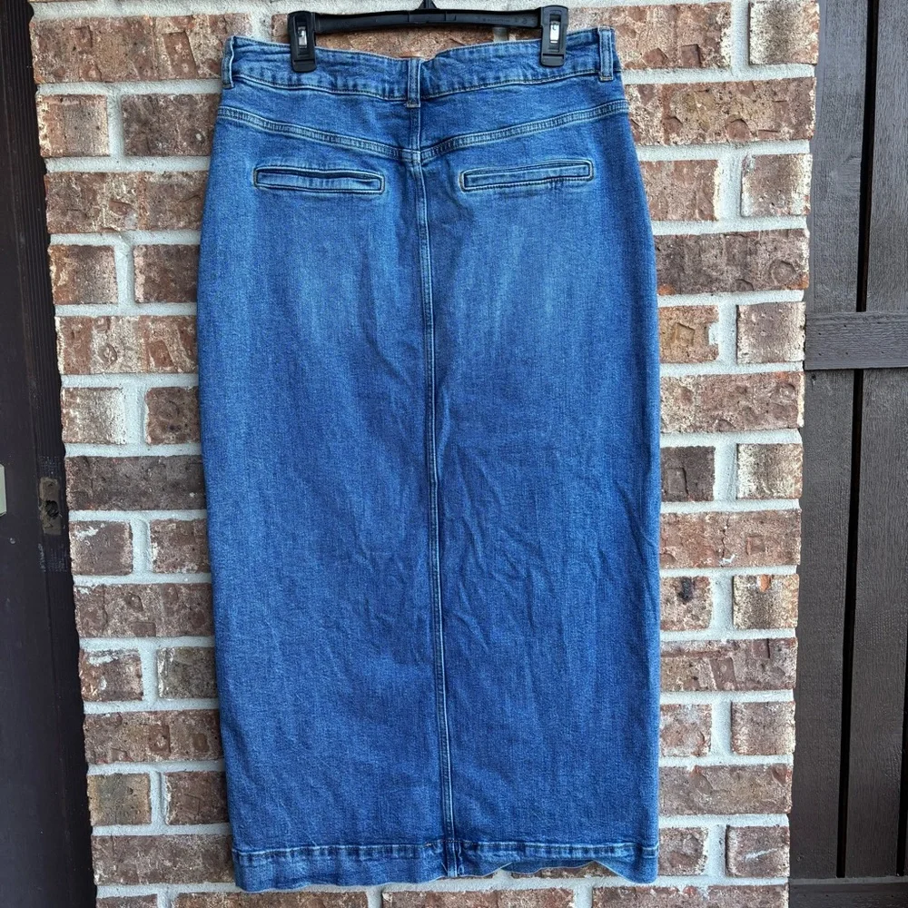 Pilcro Blue Denim Button-Front Skirt